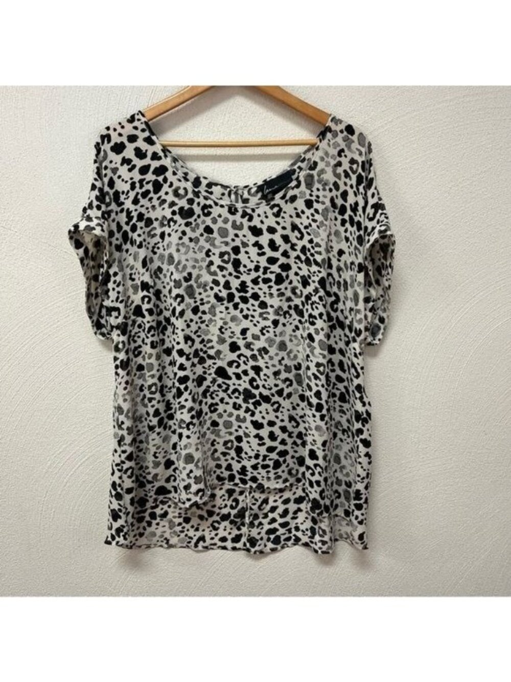 Lane Bryant Black & White Loose Flowing Chetah Animal Print Top Sz 18/20
